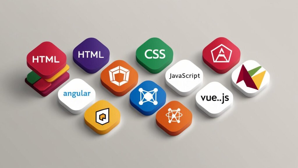 html ,css, javascript, angular, react, vue.js